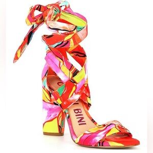 Gianni Bini Astraahh Abstract Print Ankle Wrap Dress Sandals Size 6